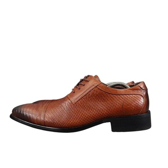 Daniel Villa Shoes Men 42 Oxford Classic Embossed Leather Burnished Formal Brown main image 12